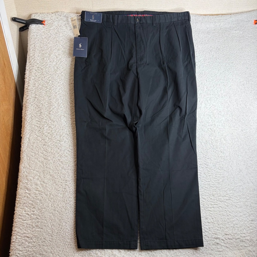NEW Polo Golf Ralph Lauren Fairway Pant Mens 44x32 Black Pleated Trousers NEW